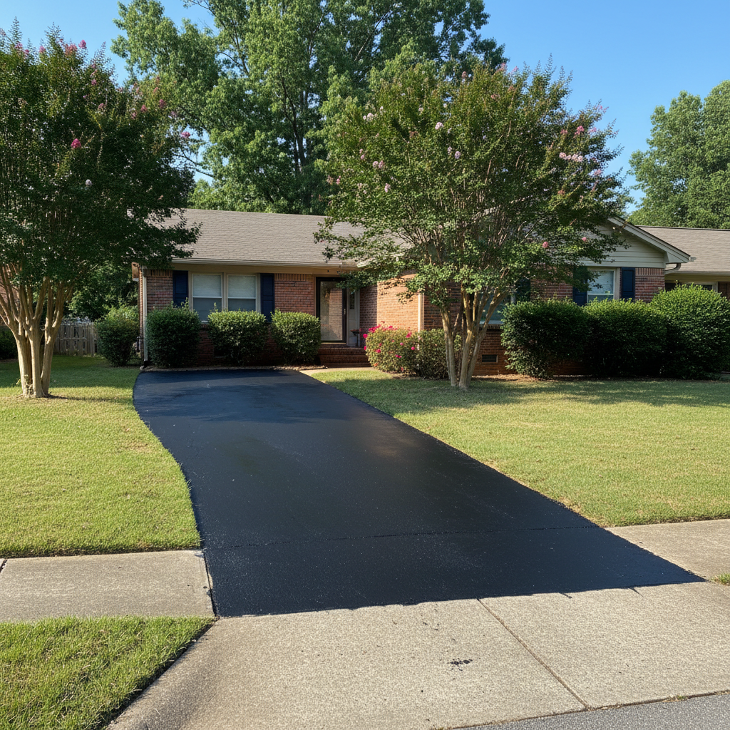 Completed asphalt sealcoating work at a residential property in Birmingham, AL