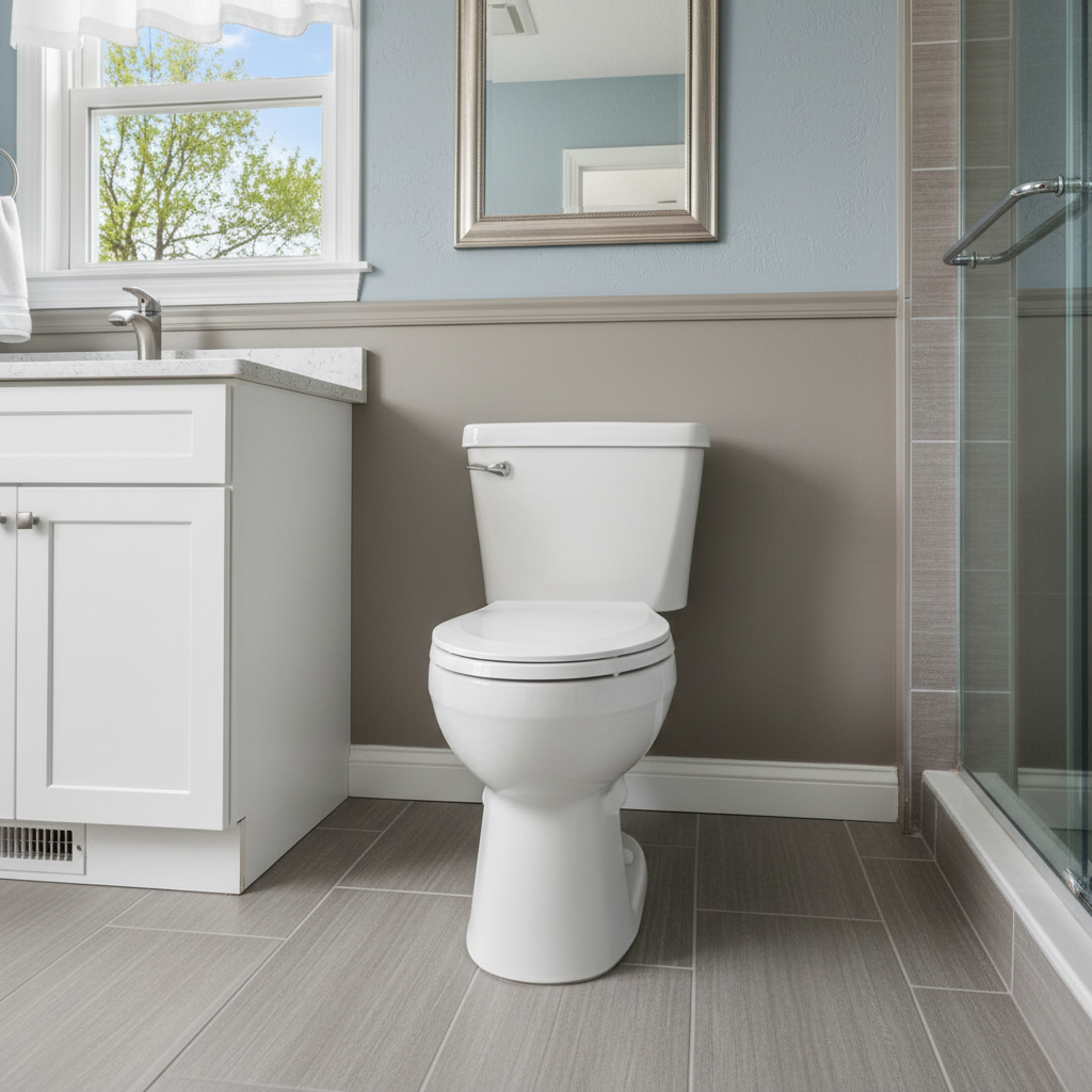 Completed toilet installation work at a residential property in Rockford, IL