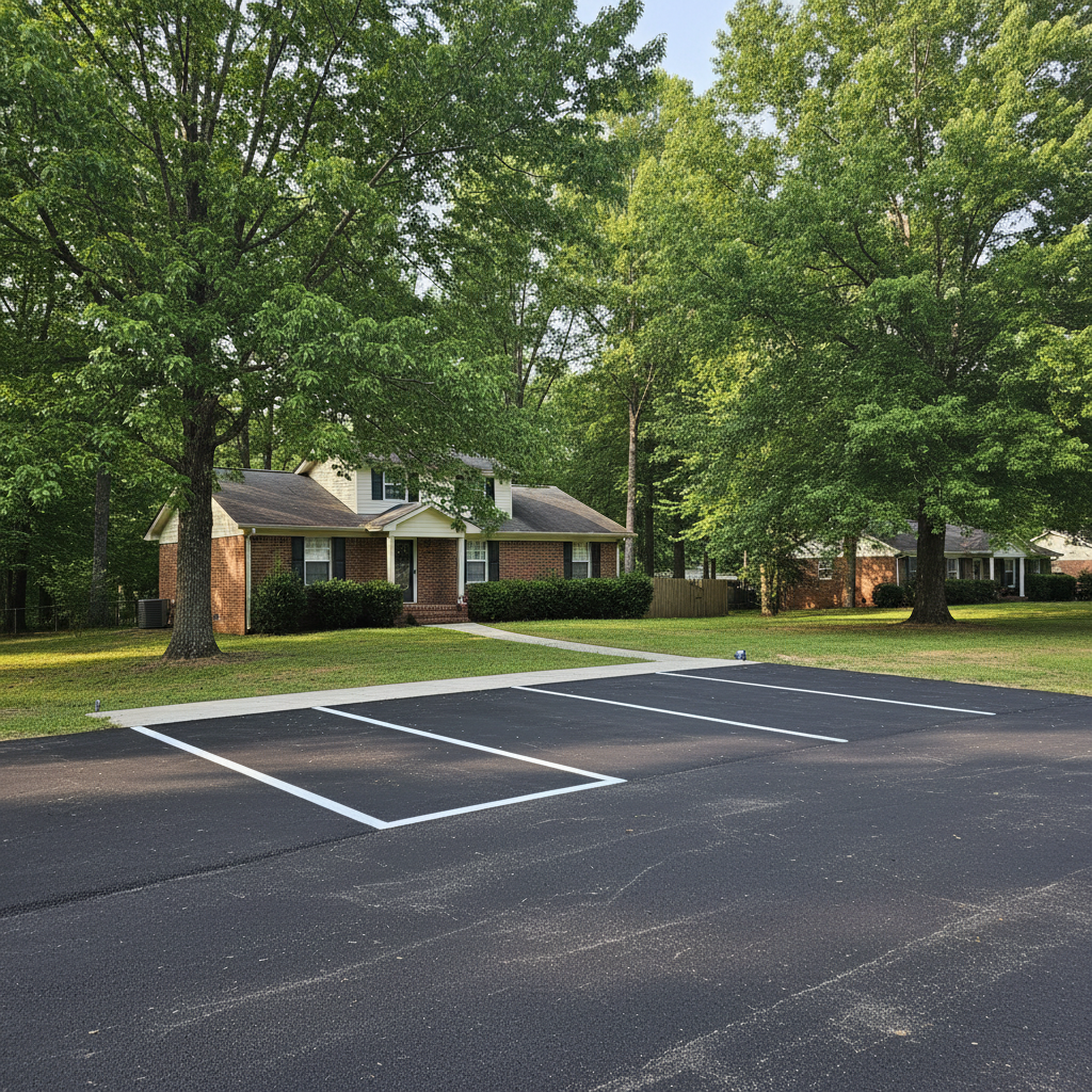 Completed asphalt striping work at a residential property in Tuscaloosa, AL