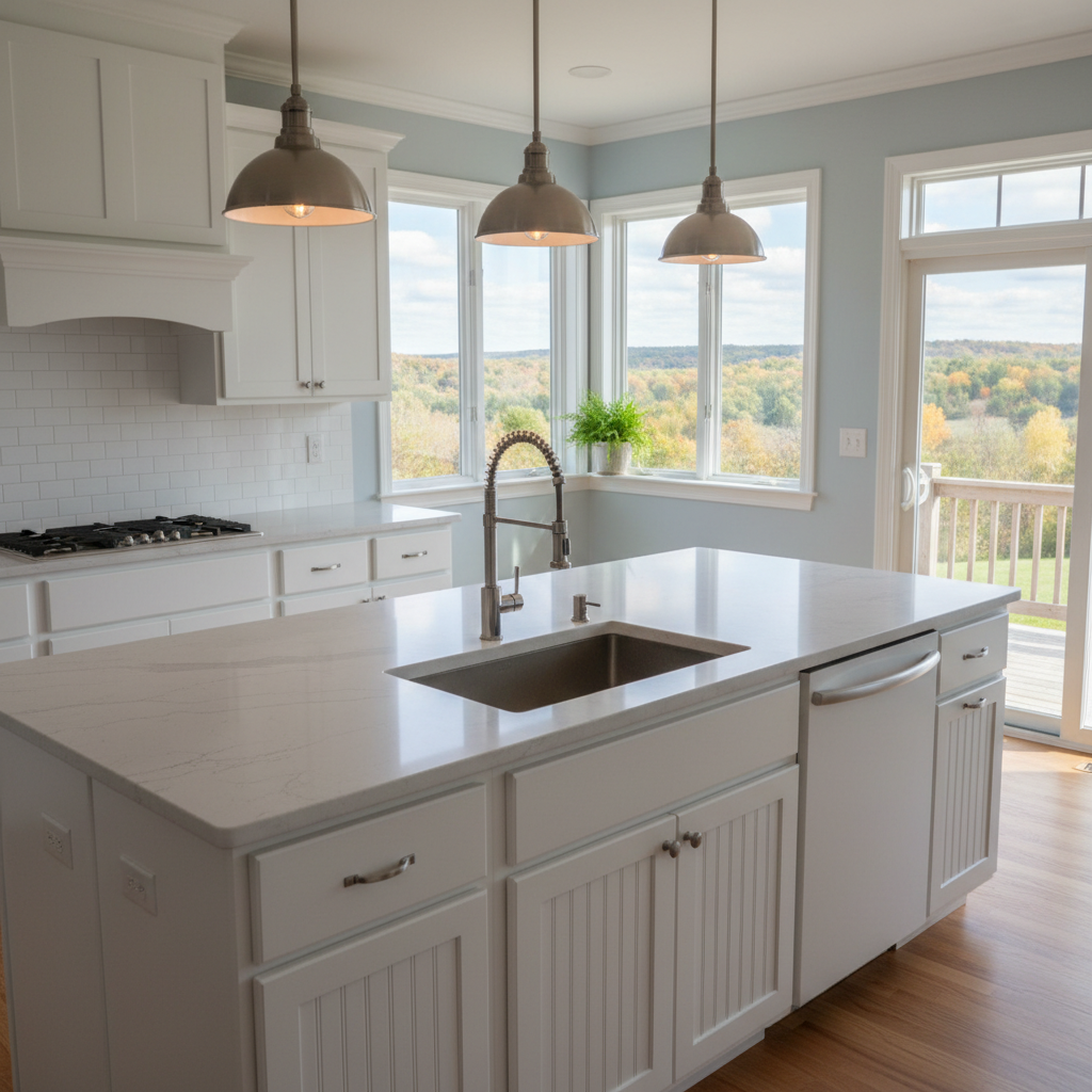 Completed kitchen island installation work at a residential property in Galena, IL