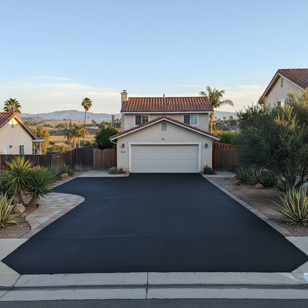 Completed asphalt sealcoating work at a residential property in Los Angeles, CA