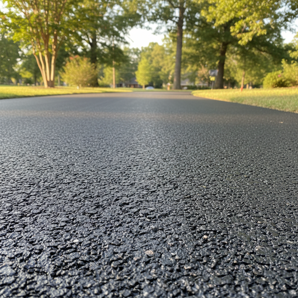 Completed driveway paving work at a residential property in Montgomery, AL