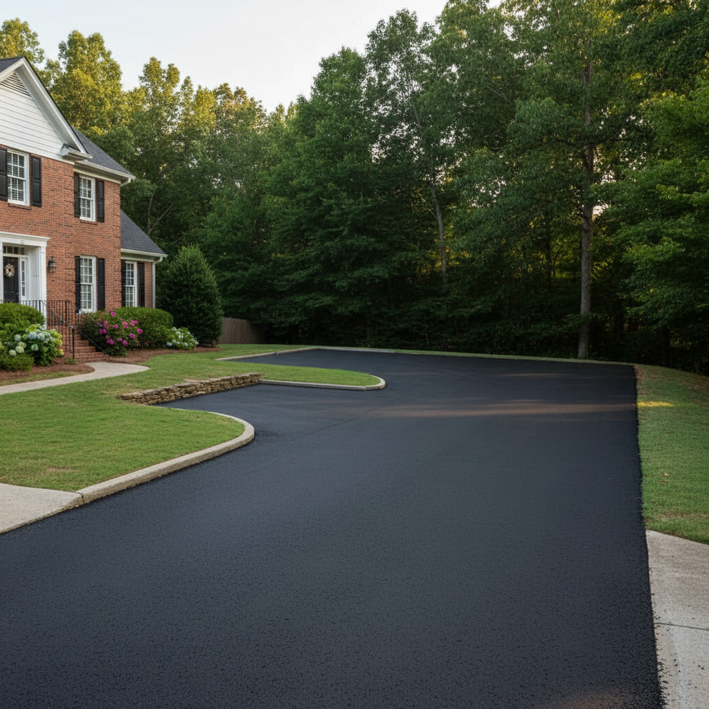 Completed parking lot paving work at a residential property in Montgomery, AL