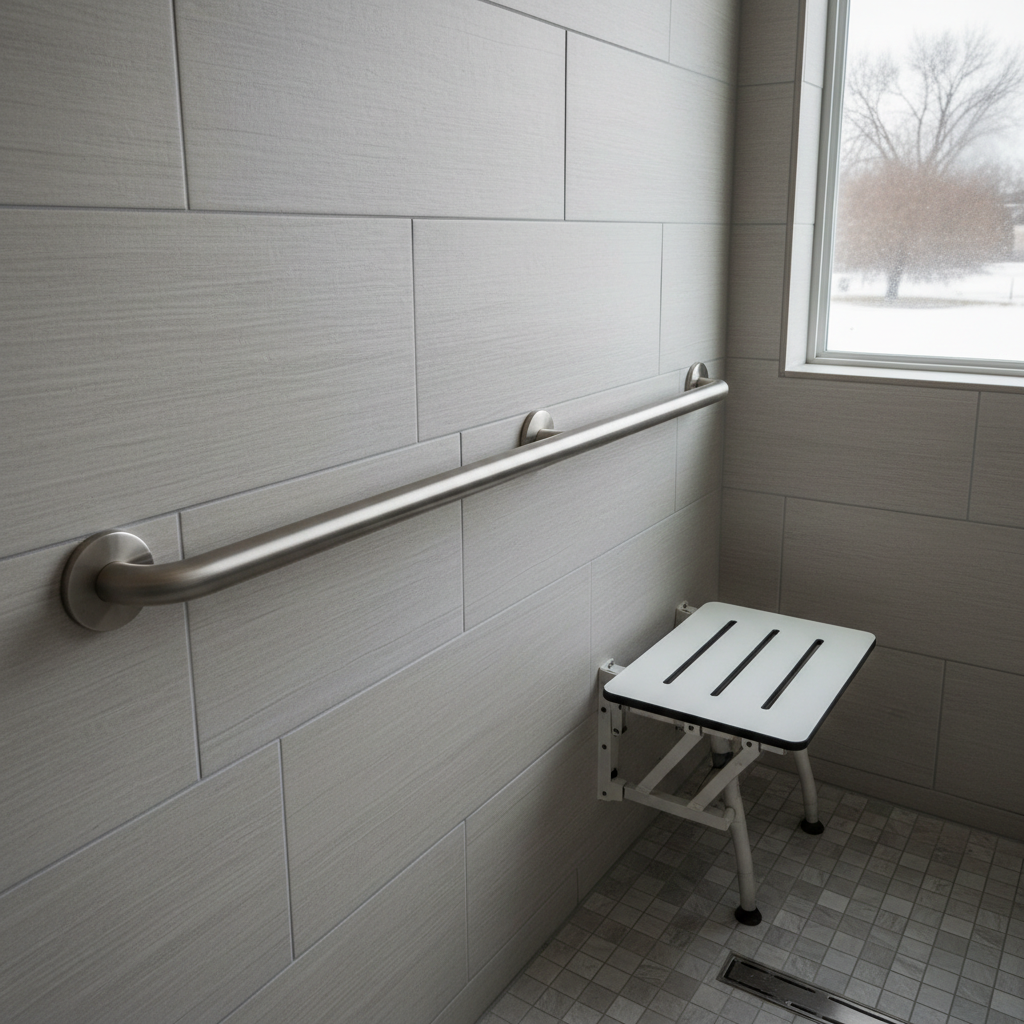 Completed handicap accessible bathrooms work at a residential property in Rockford, IL