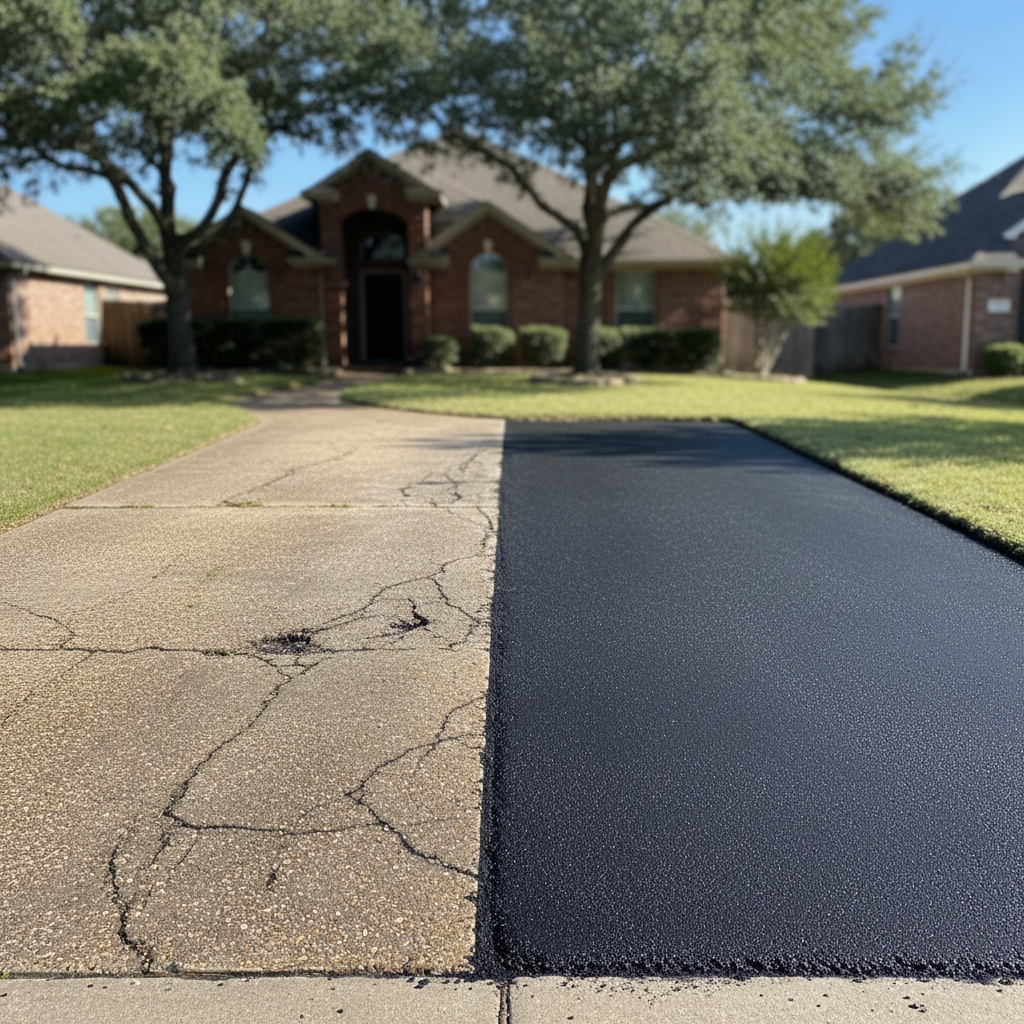 Completed asphalt patching work at a residential property in Temple, TX