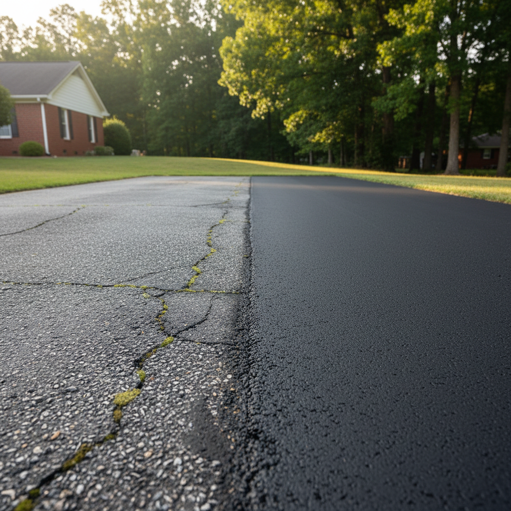Completed parking lot paving work at a residential property in Tuscaloosa, AL