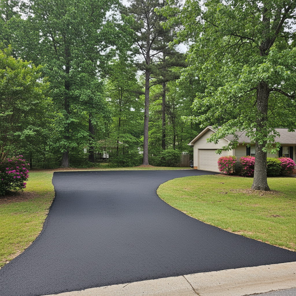 Completed asphalt sealcoating work at a residential property in Tuscaloosa, AL