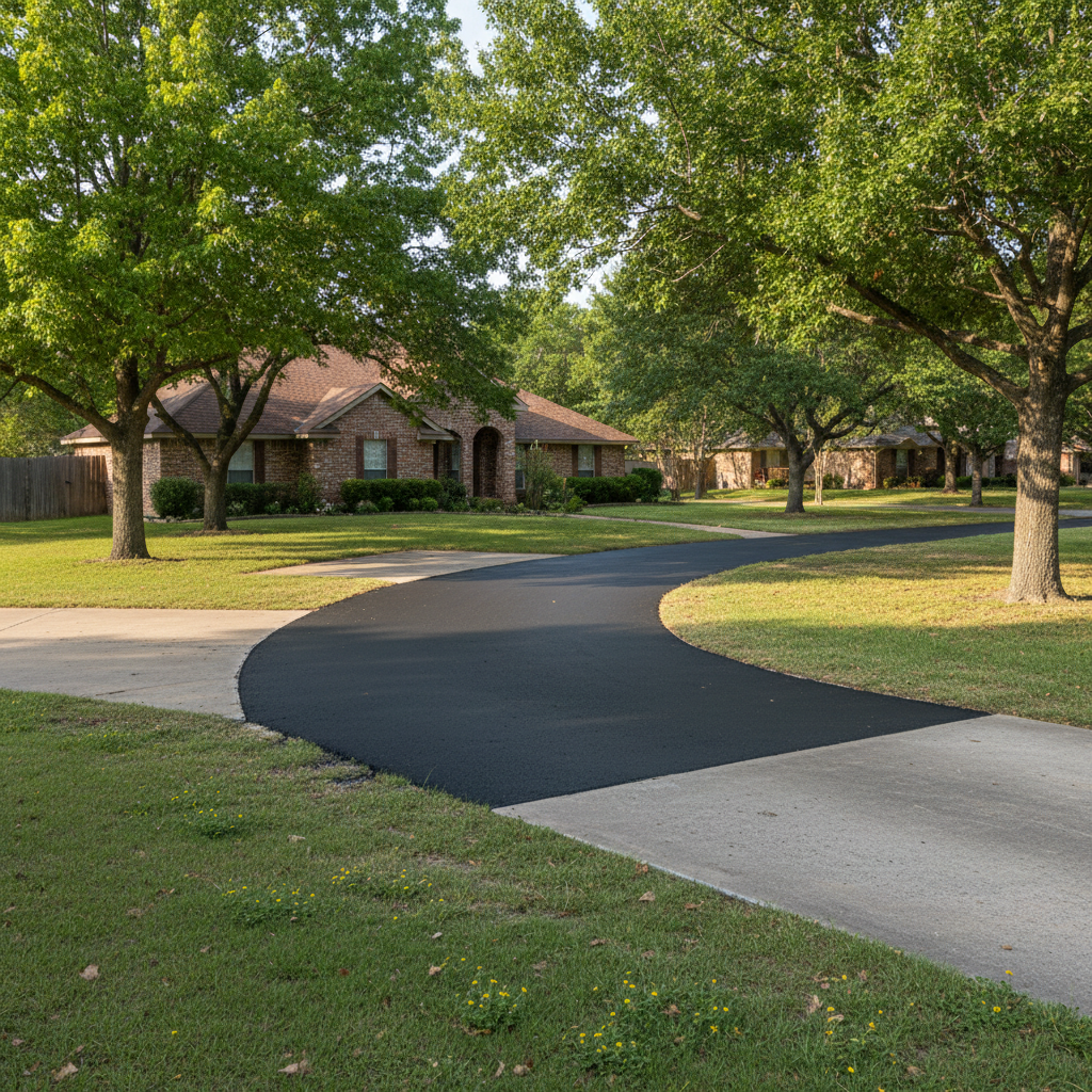 Completed asphalt repair work at a residential property in Temple, TX