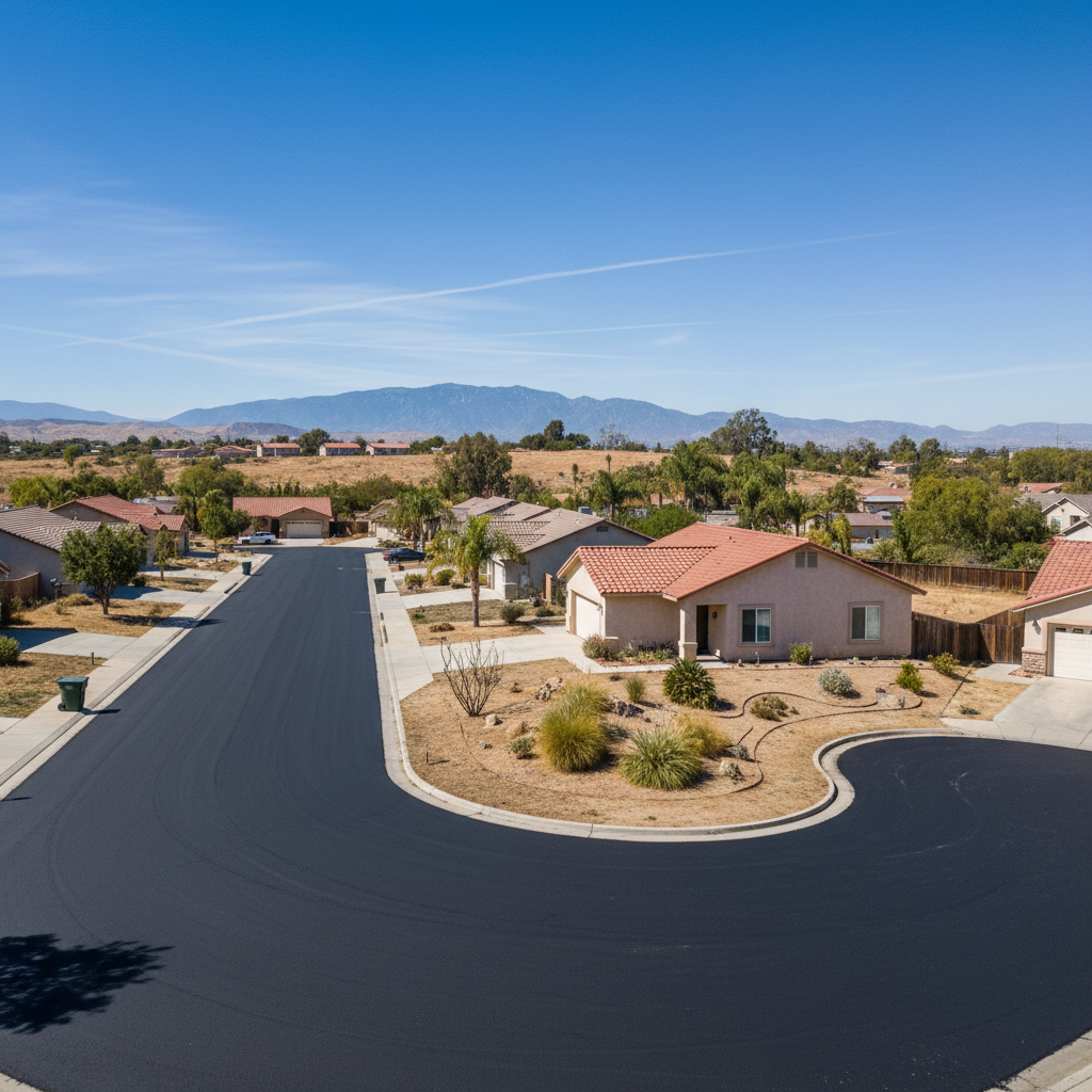 Completed slurry coating work at a residential property in Banning, CA
