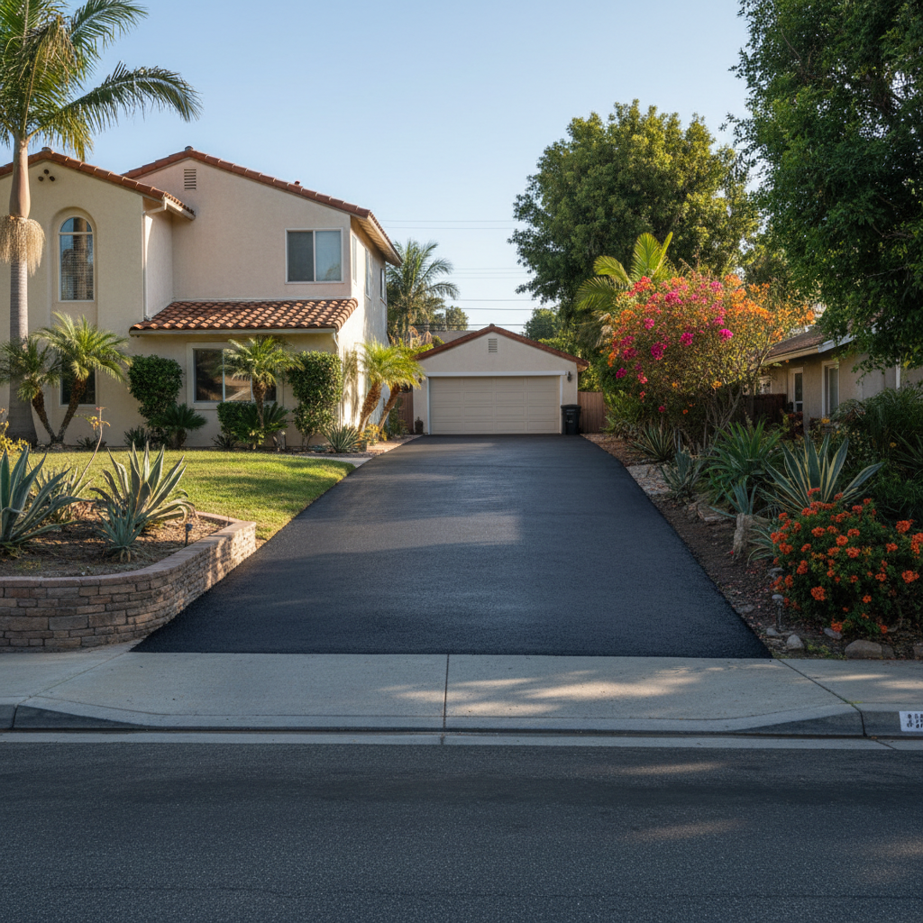 Completed driveway paving work at a residential property in Los Angeles, CA