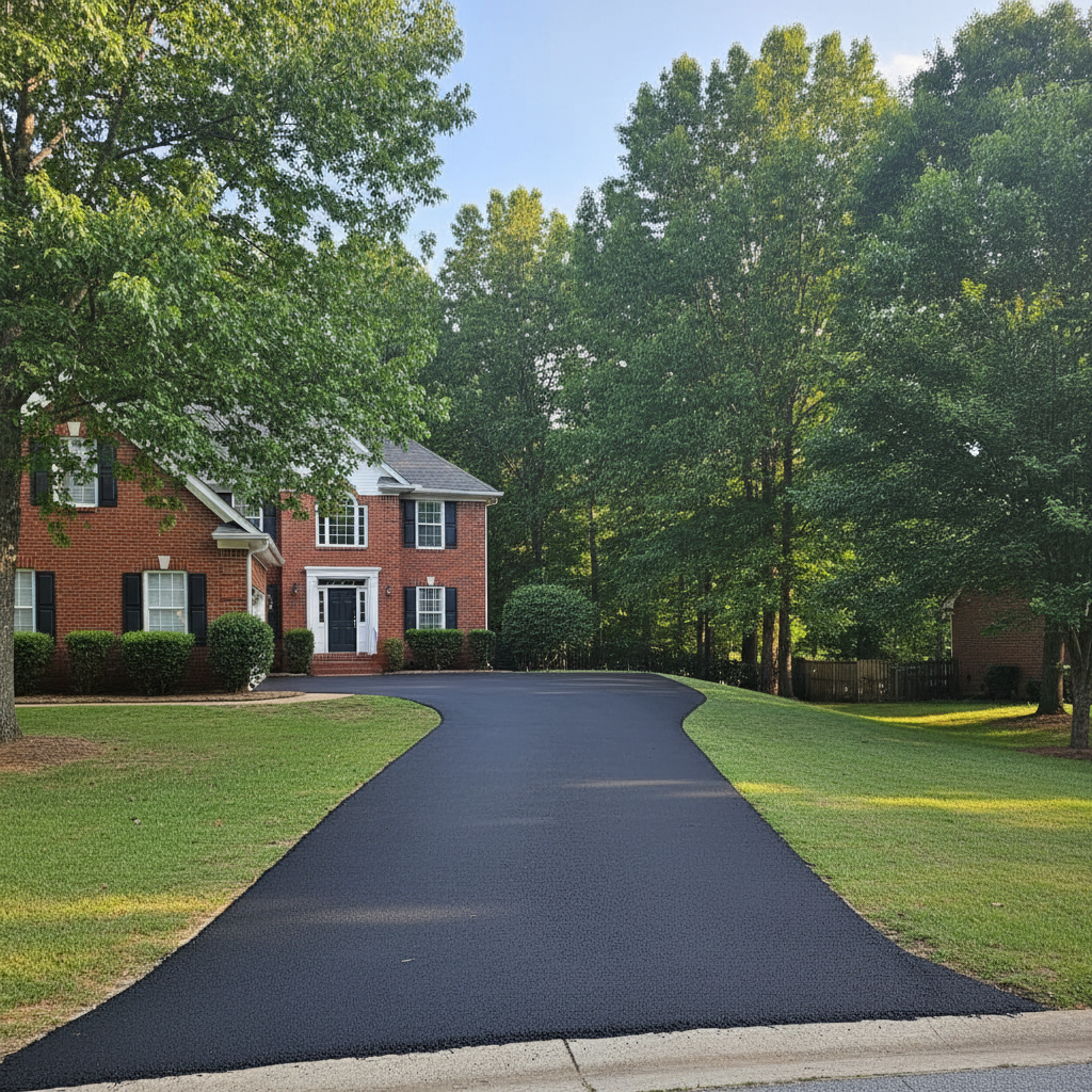 Completed asphalt paving work at a residential property in Tuscaloosa, AL