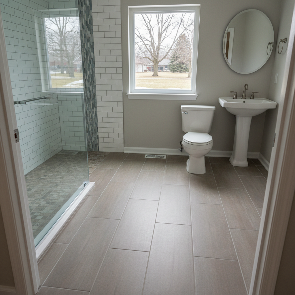 Completed tile and flooring installation work at a residential property in Rockford, IL