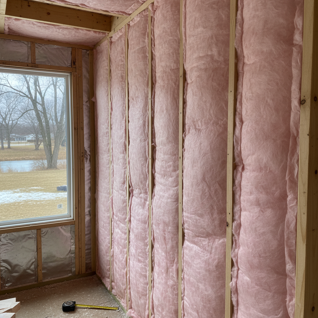 Completed batt insulation installation work at a residential property in Des Plaines, IL