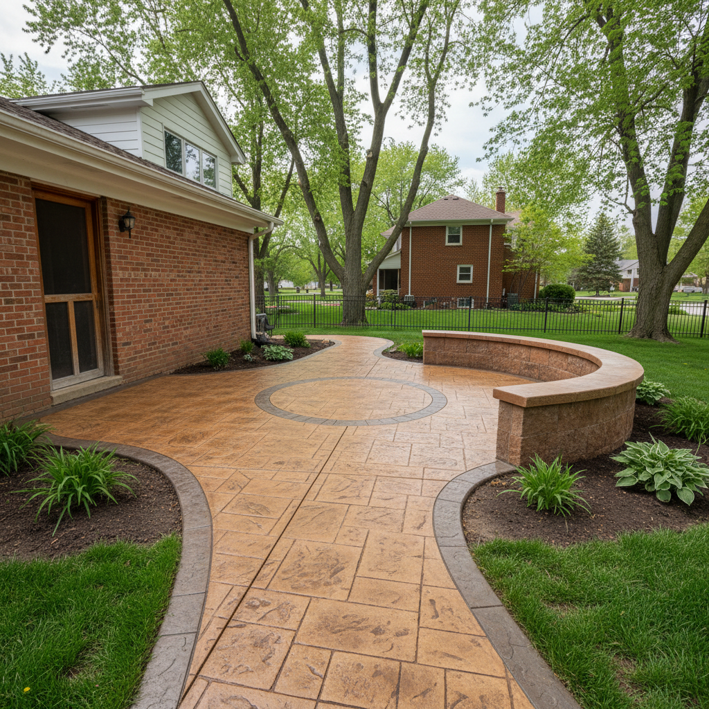 Completed decorative concrete work at a residential property in Waukegan, IL