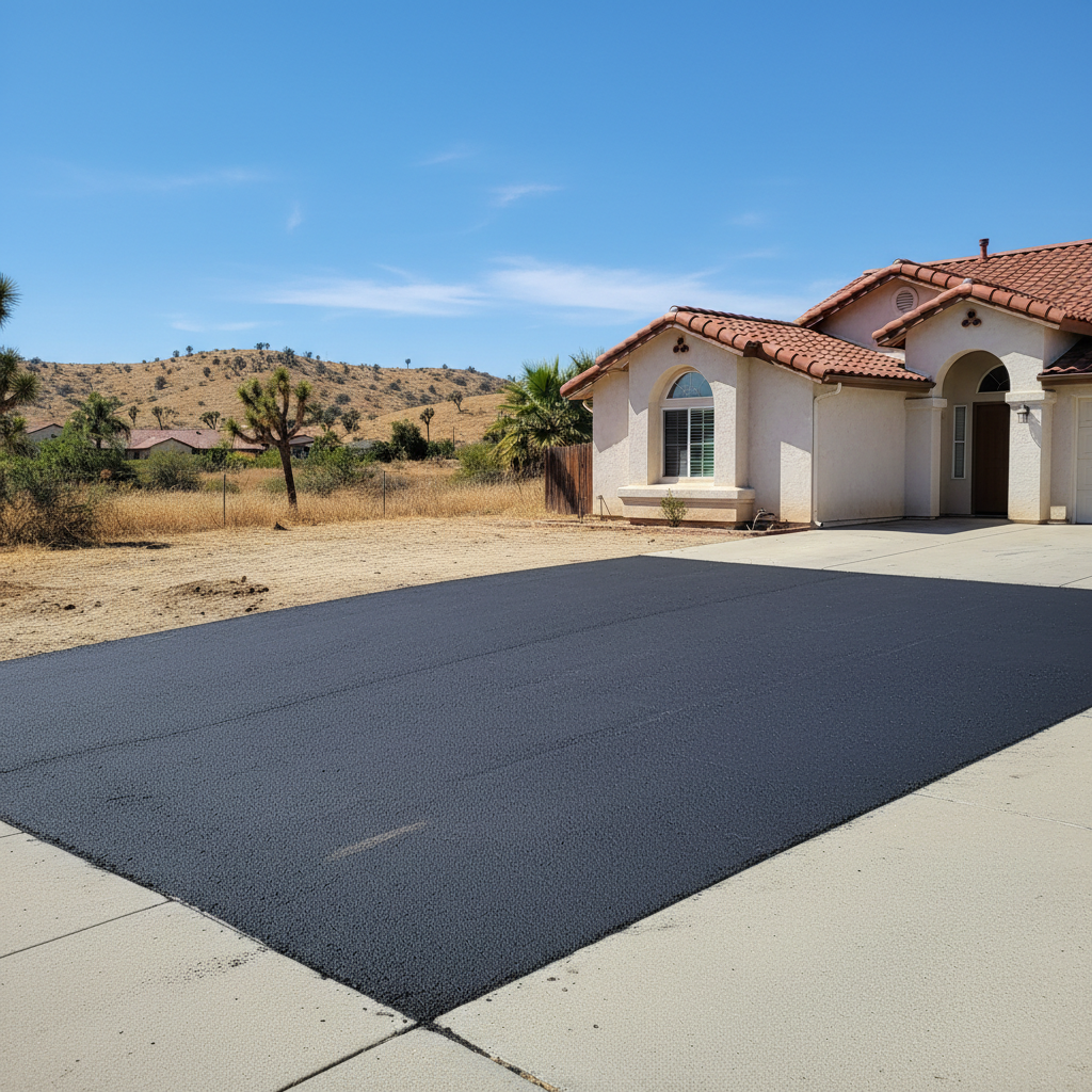 Completed asphalt patching work at a residential property in Banning, CA