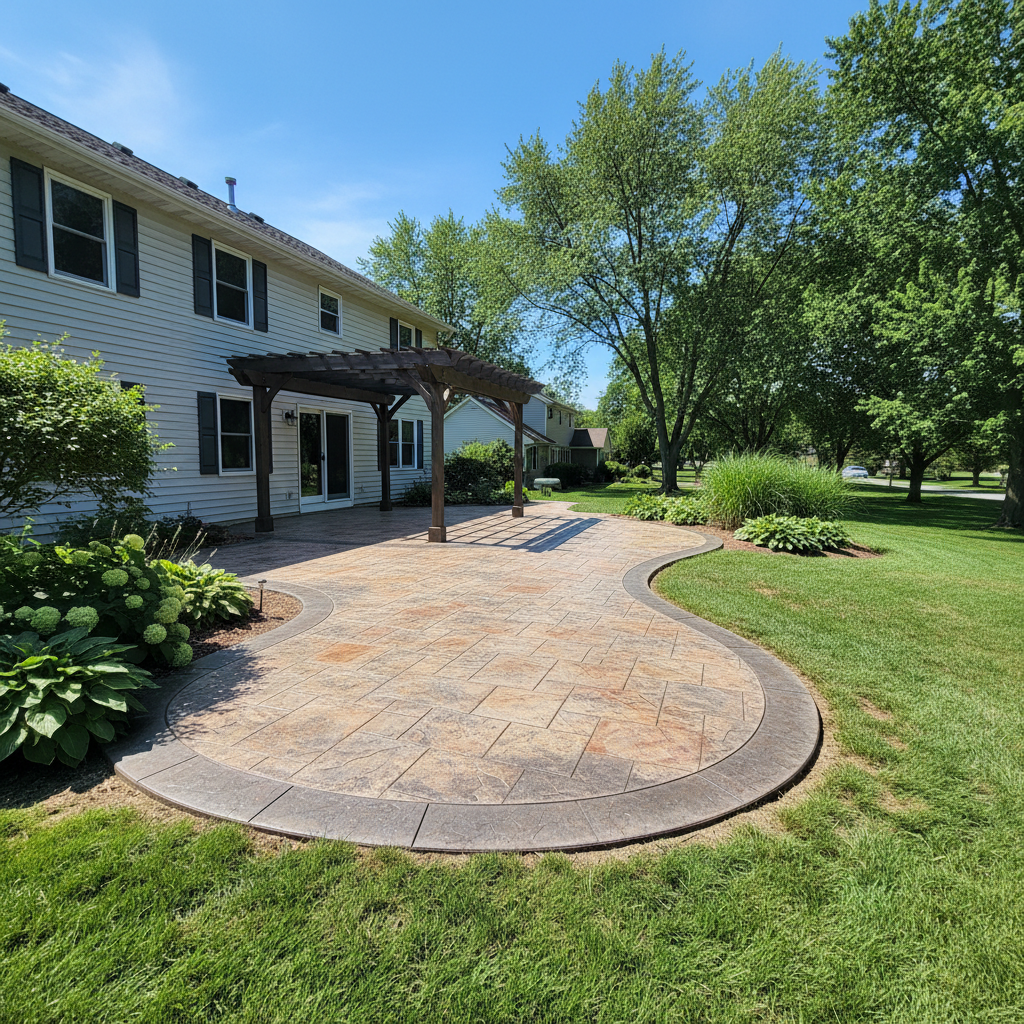 Completed decorative concrete work at a residential property in Schaumburg, IL