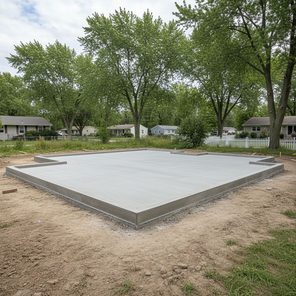 Completed concrete foundations work at a residential property in Waukegan, IL
