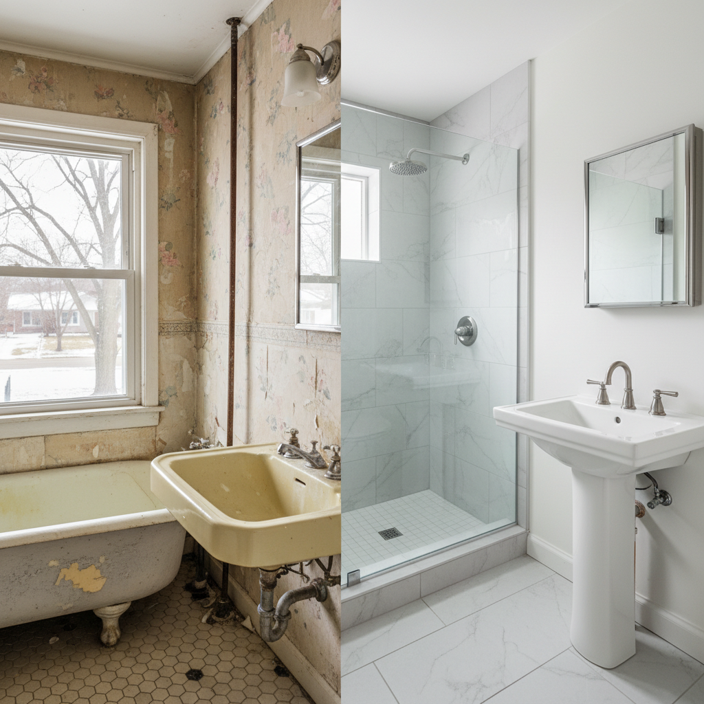 Completed plumbing work work at a residential property in Rockford, IL