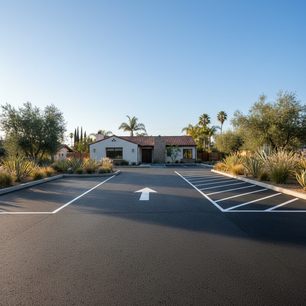 Completed asphalt striping work at a residential property in Los Angeles, CA