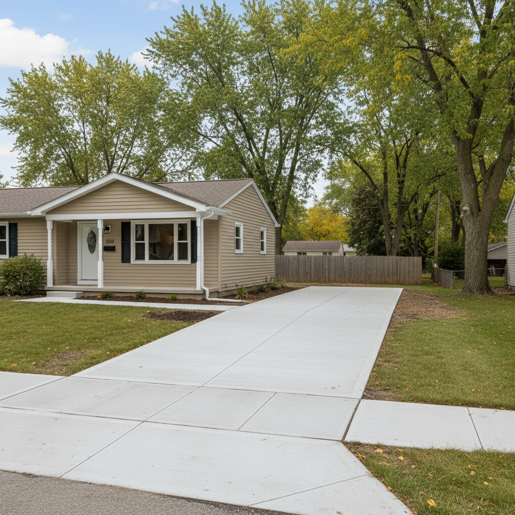 Completed concrete installation work at a residential property in Waukegan, IL