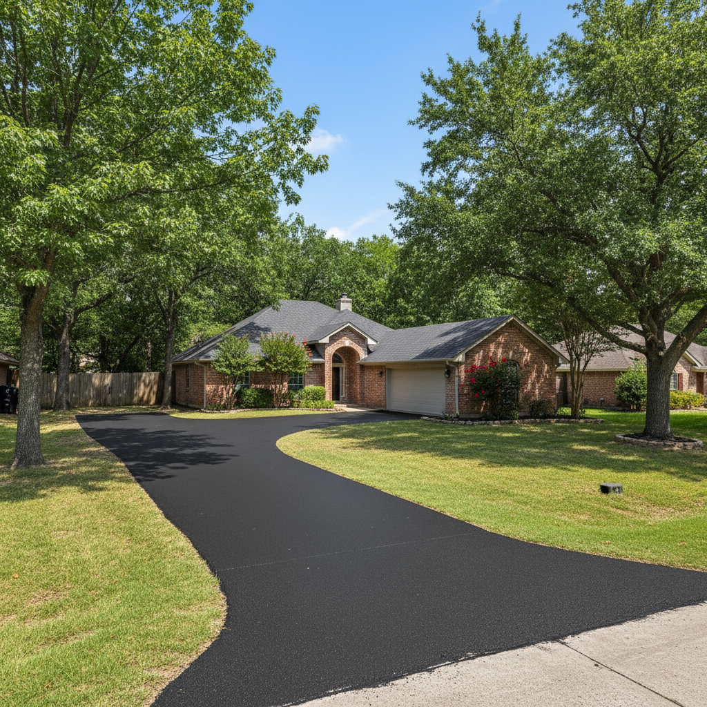 Completed asphalt sealcoating work at a residential property in Temple, TX