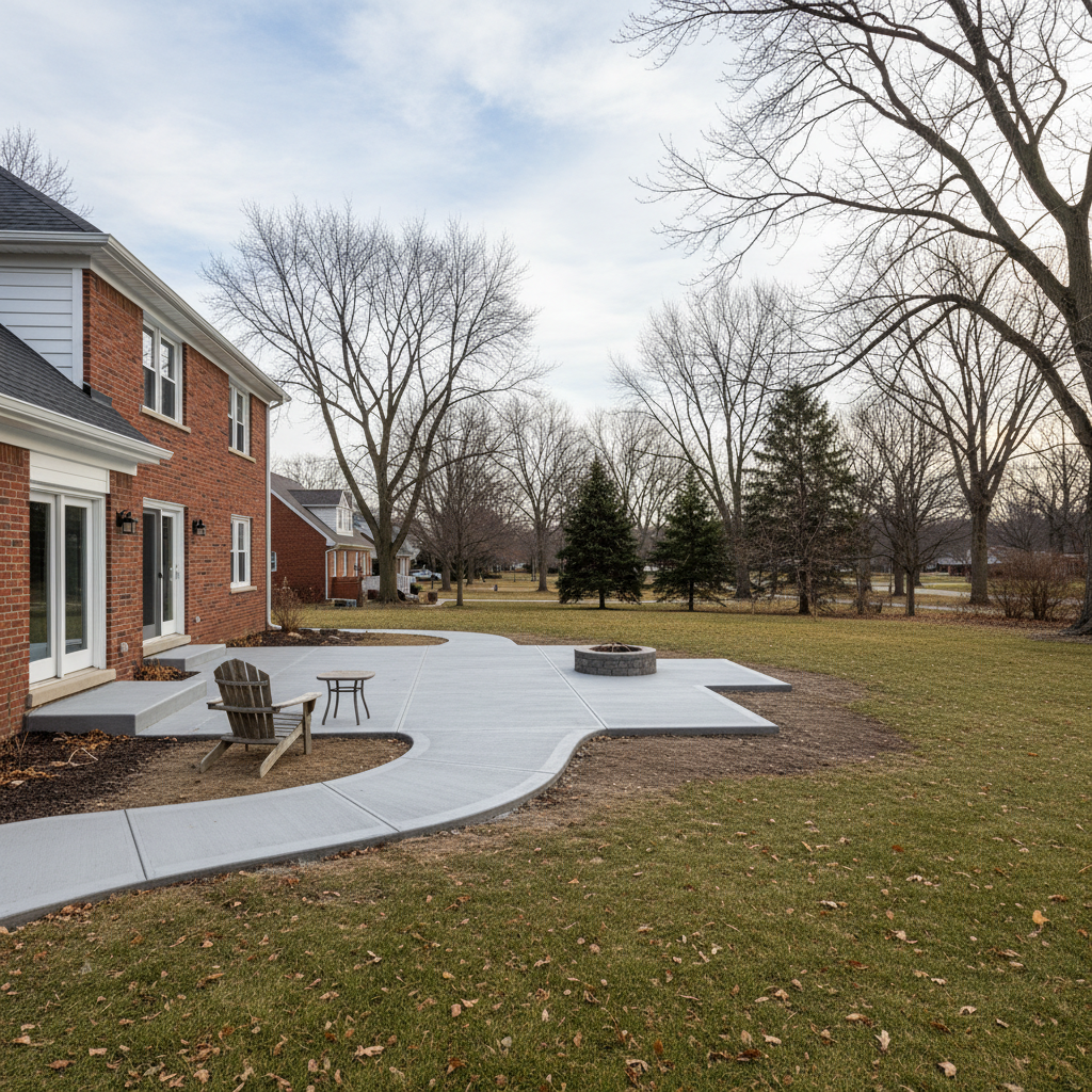 Completed concrete flatwork work at a residential property in Cicero, IL
