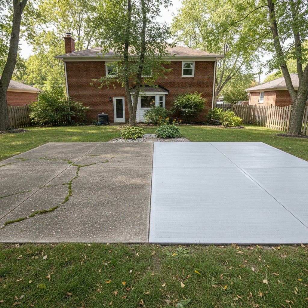 Completed concrete patios work at a residential property in Schaumburg, IL