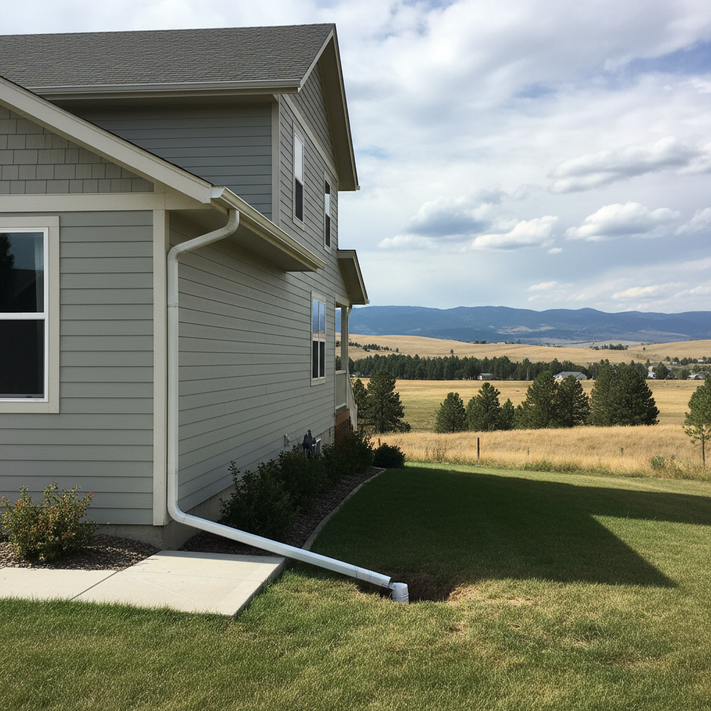 Completed downspout repair work at a residential property in Great Falls, MT