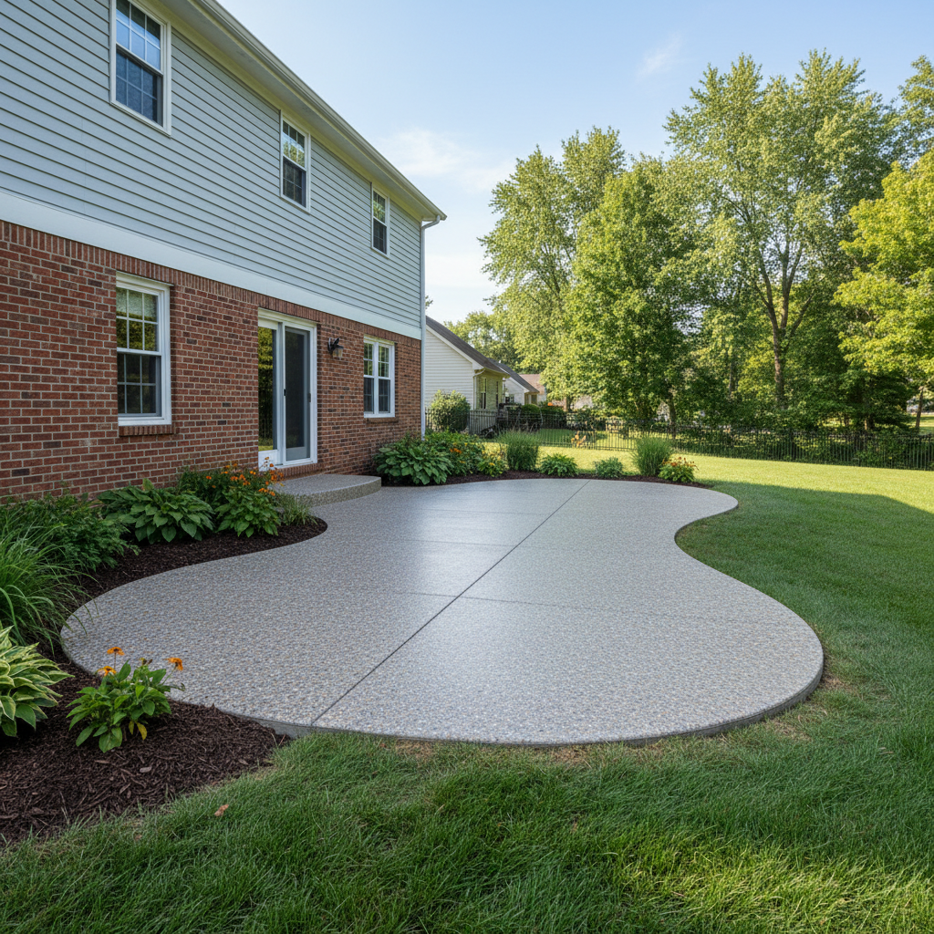 Completed concrete patios work at a residential property in Waukegan, IL