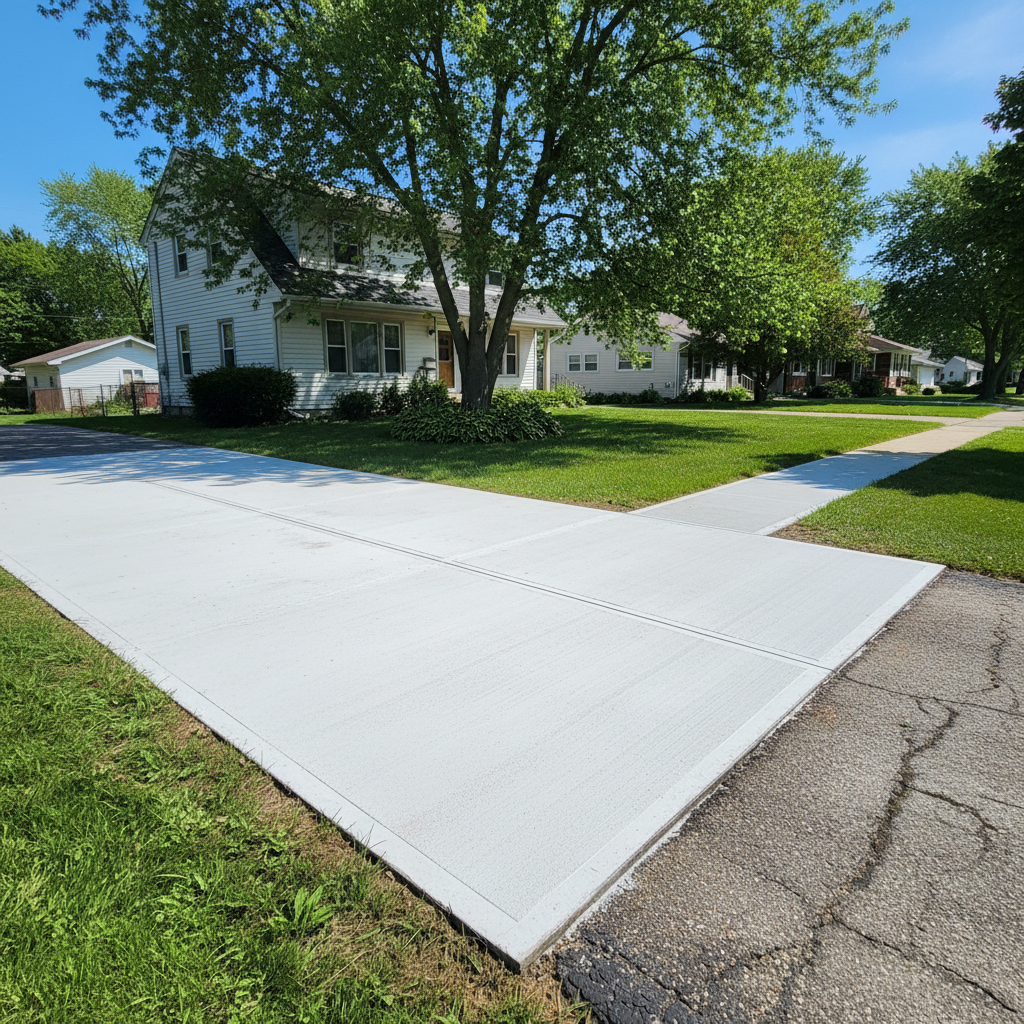 Completed concrete repair work at a residential property in Waukegan, IL
