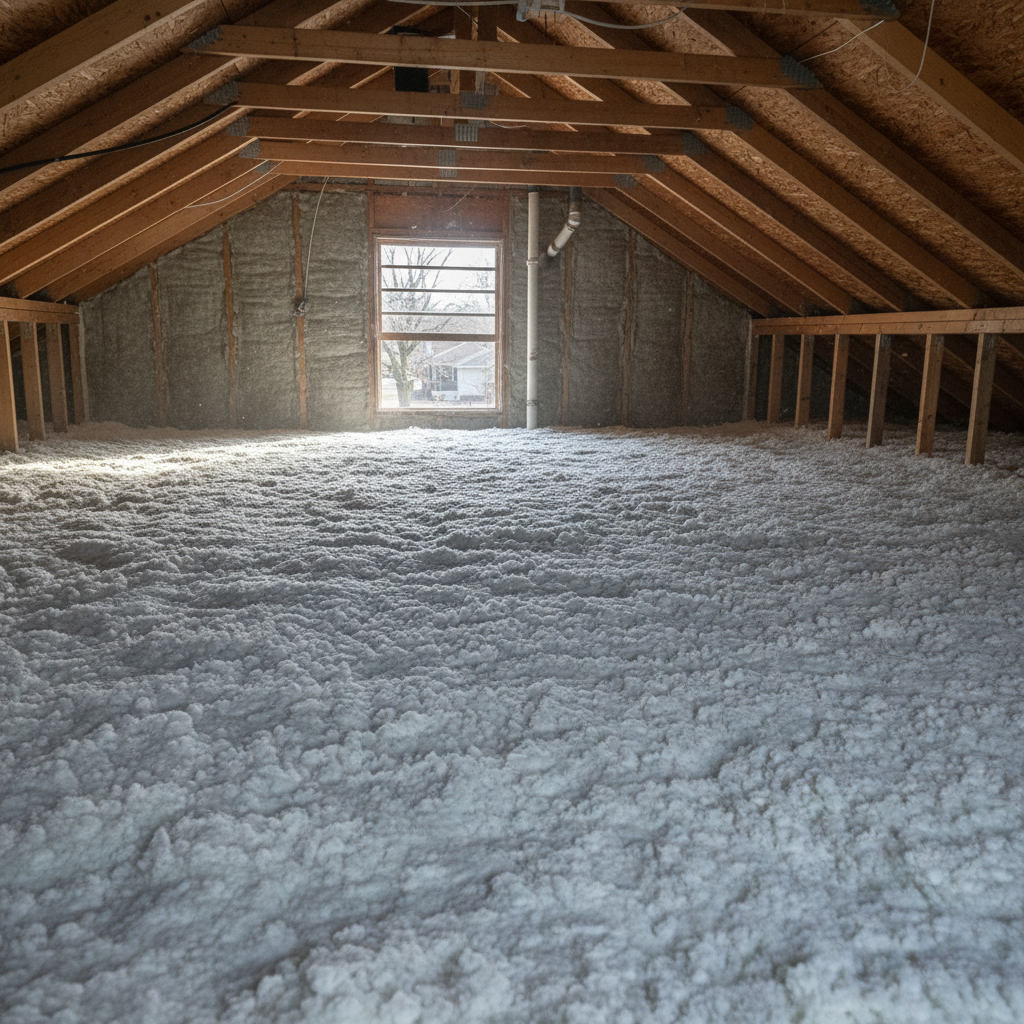 Completed blown-in insulation work at a residential property in Des Plaines, IL