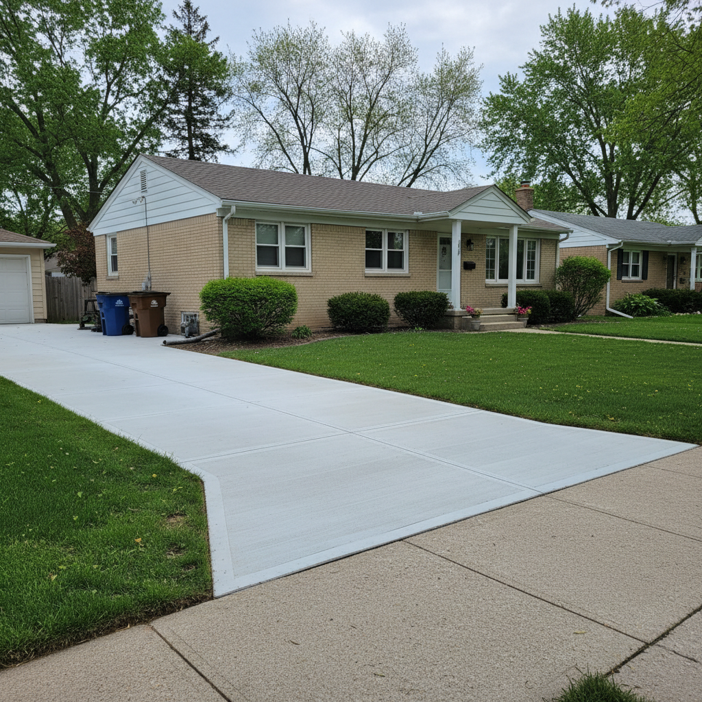 Completed concrete repair work at a residential property in Cicero, IL