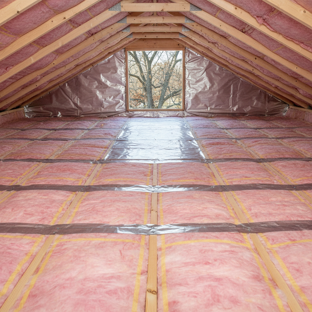 Completed batt insulation installation work at a residential property in Oak Park, IL