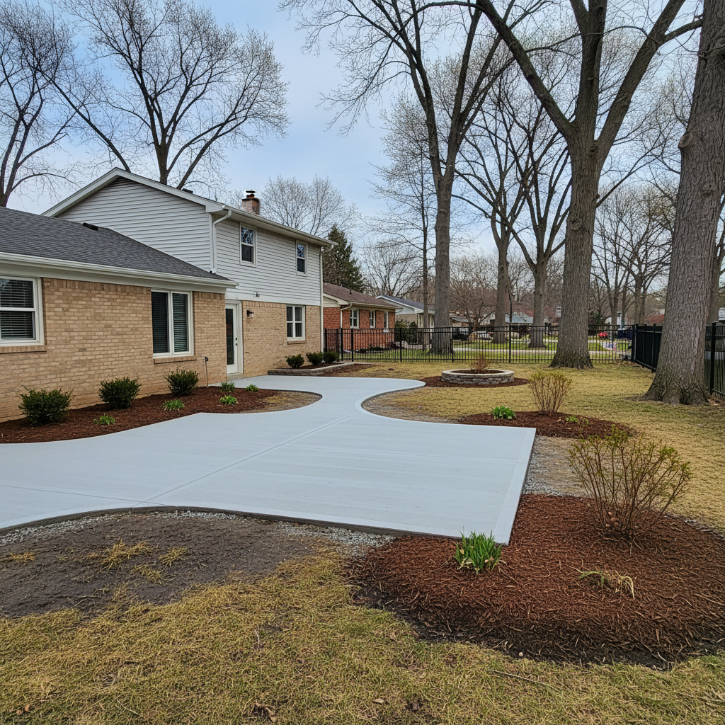 Completed concrete installation work at a residential property in Waukegan, IL