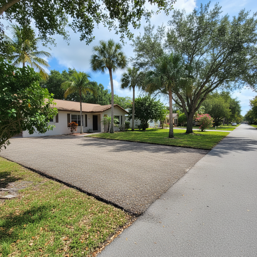 Completed asphalt milling work at a residential property in Sunrise, FL