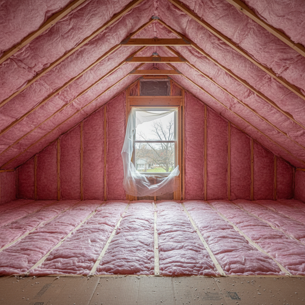 Completed batt insulation installation work at a residential property in Des Plaines, IL
