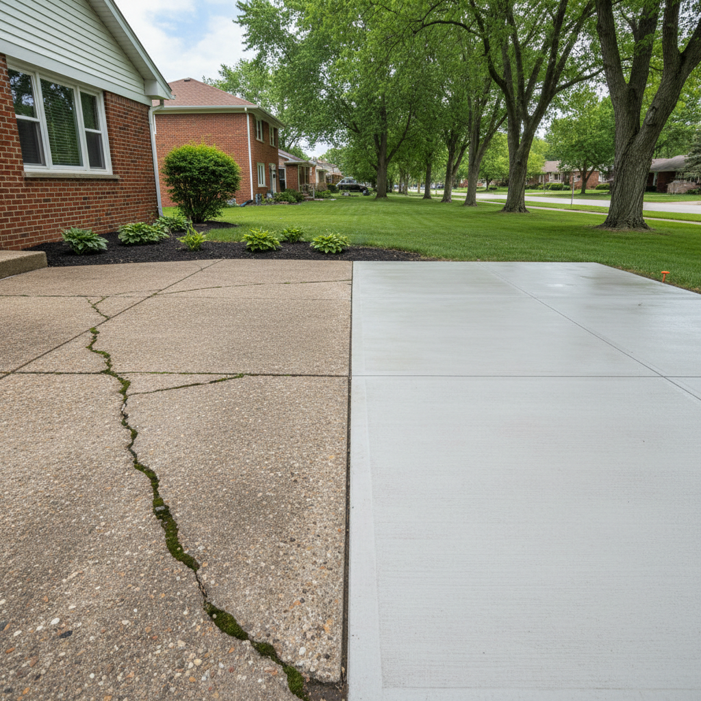 Completed concrete flatwork work at a residential property in Cicero, IL