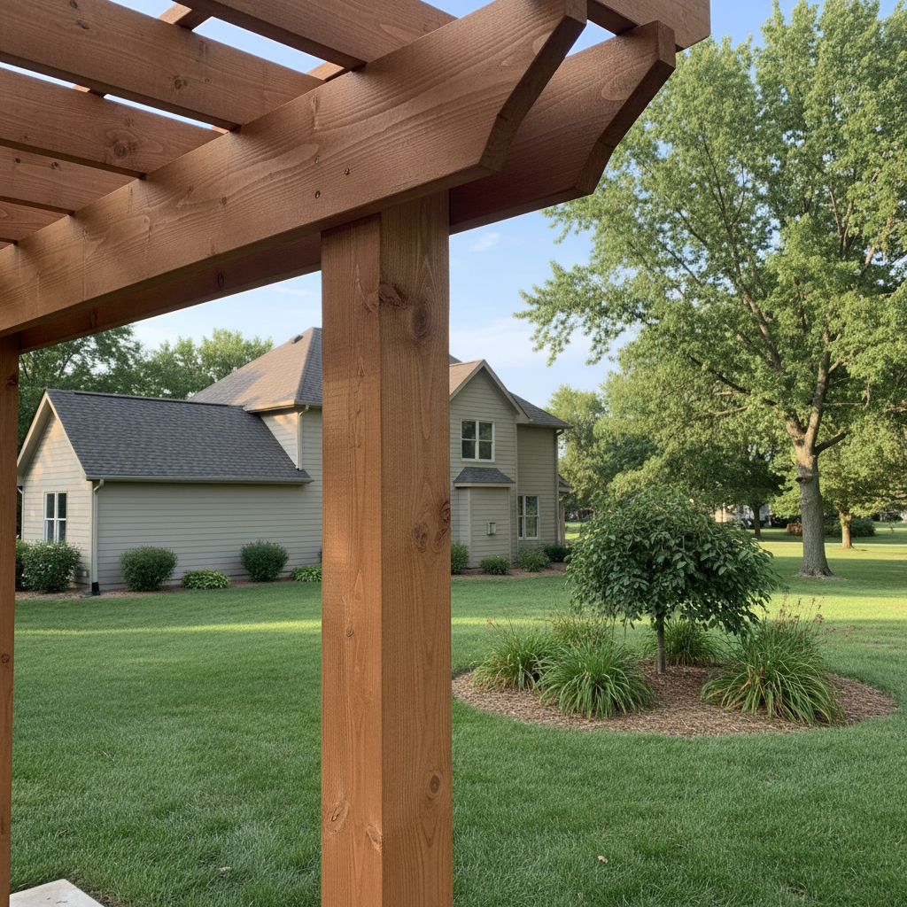 Completed pergola construction work at a residential property in Fremont, NE