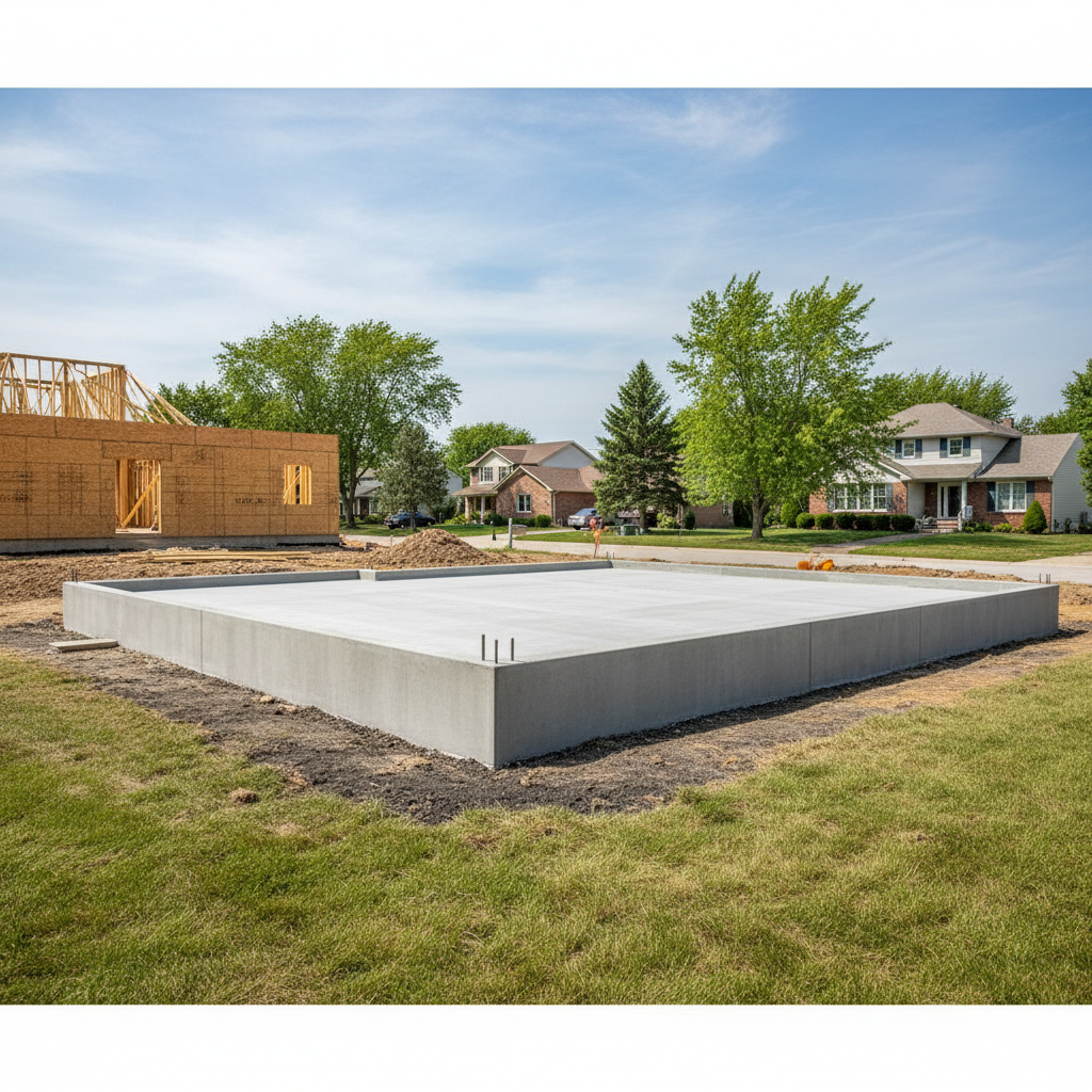 Completed concrete foundations work at a residential property in Schaumburg, IL