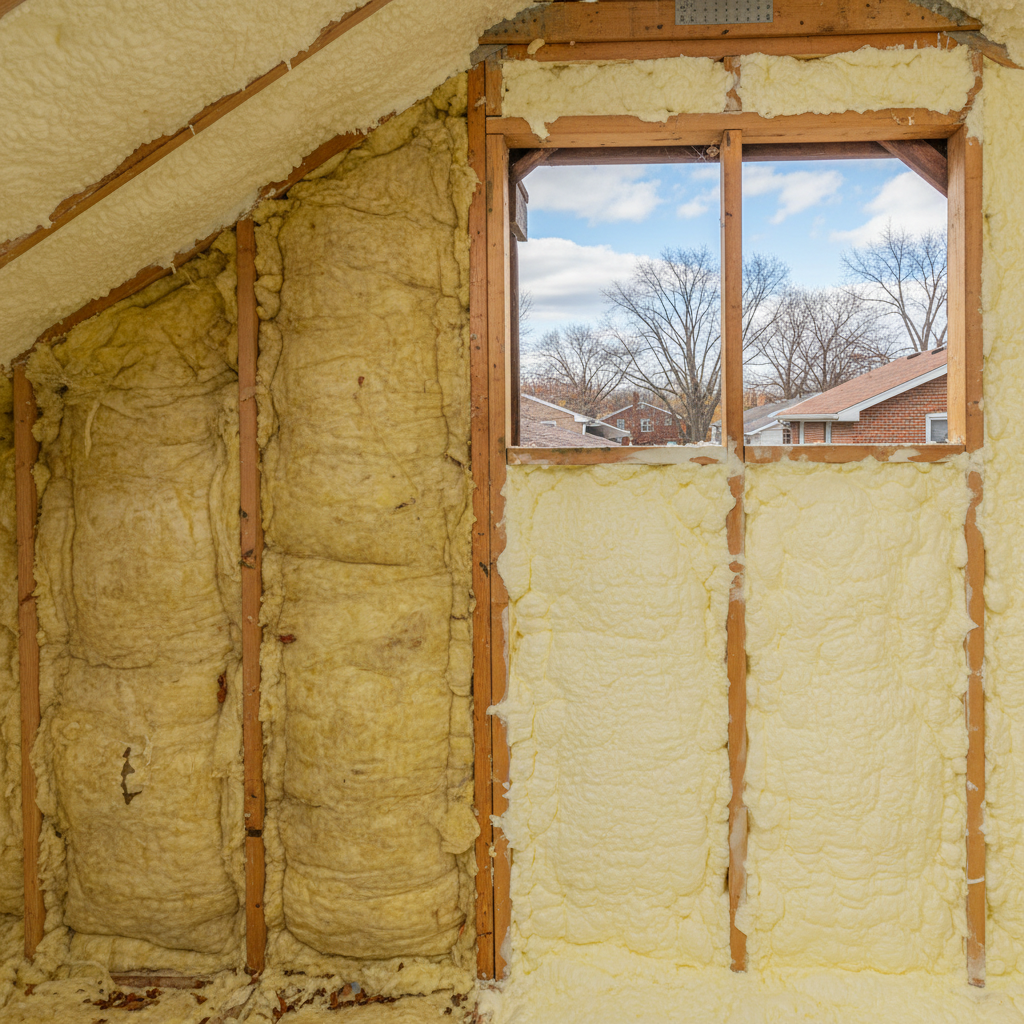 Completed open cell spray foam work at a residential property in Oak Park, IL