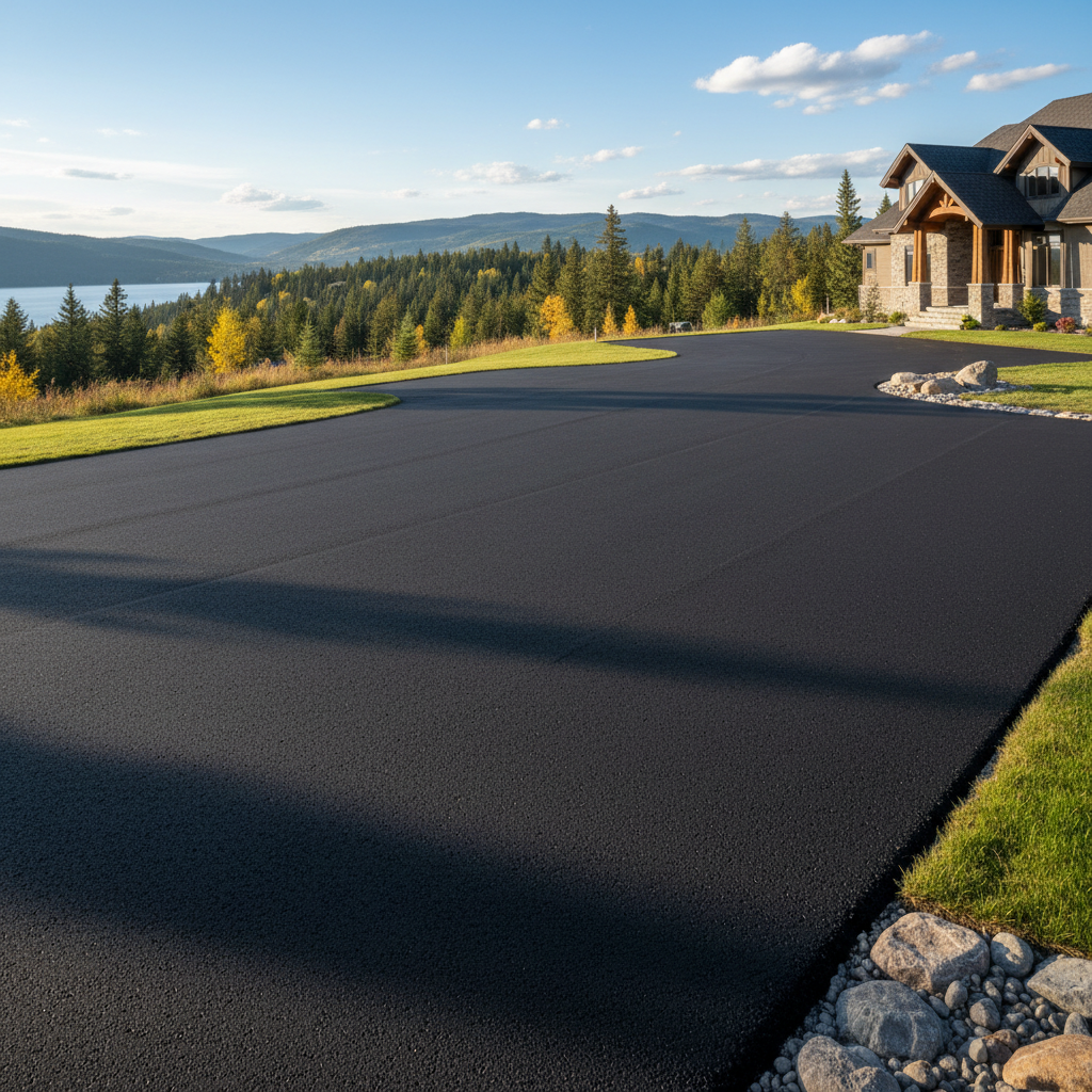 Completed commercial asphalt work at a residential property in Bigfork, MT