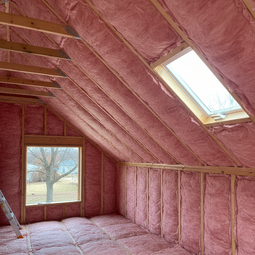 Completed batt insulation installation work at a residential property in Arlington Heights, IL