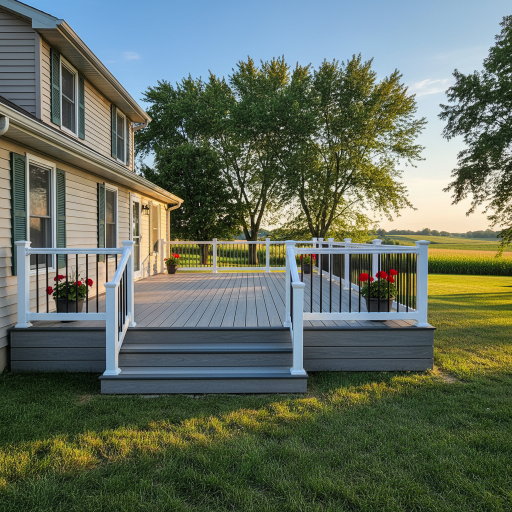 Completed composite decks work at a residential property in Fremont, NE
