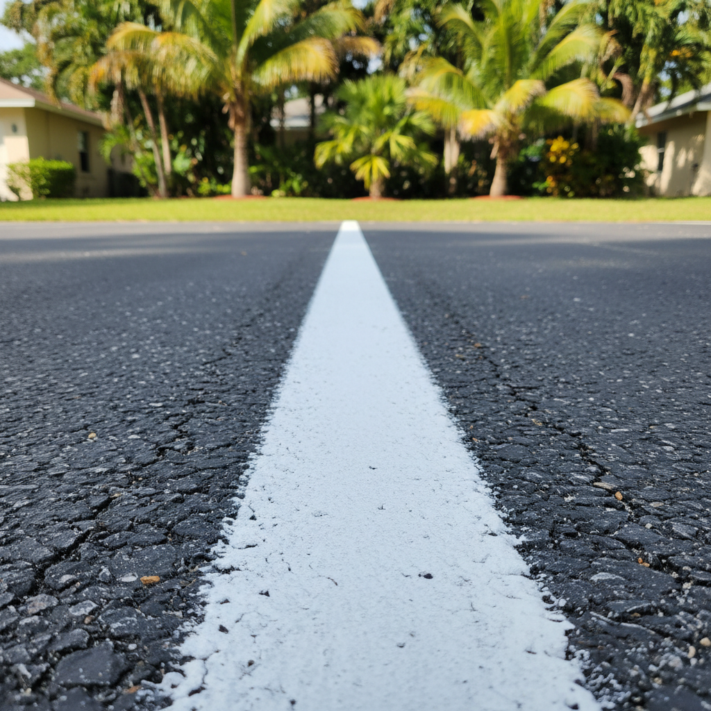 Completed asphalt striping work at a residential property in Sunrise, FL