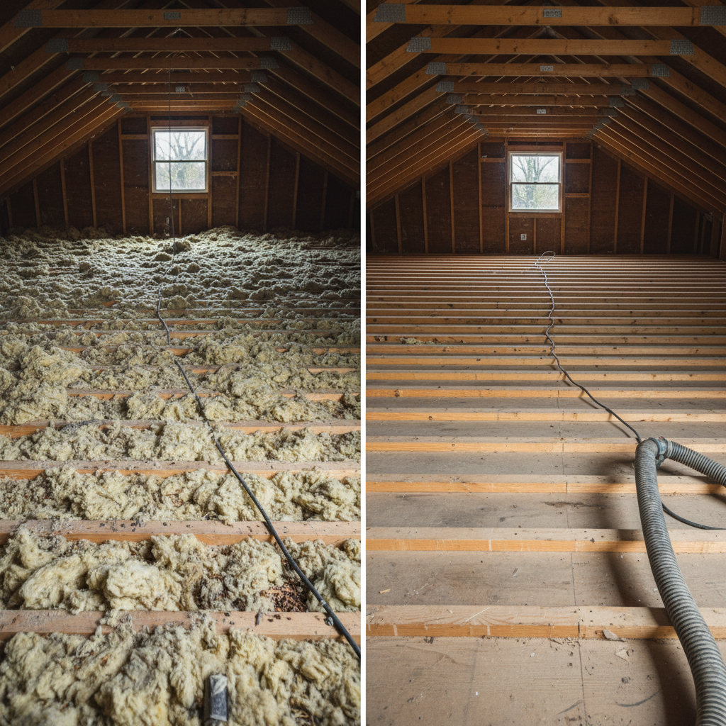 Completed insulation removal work at a residential property in Arlington Heights, IL