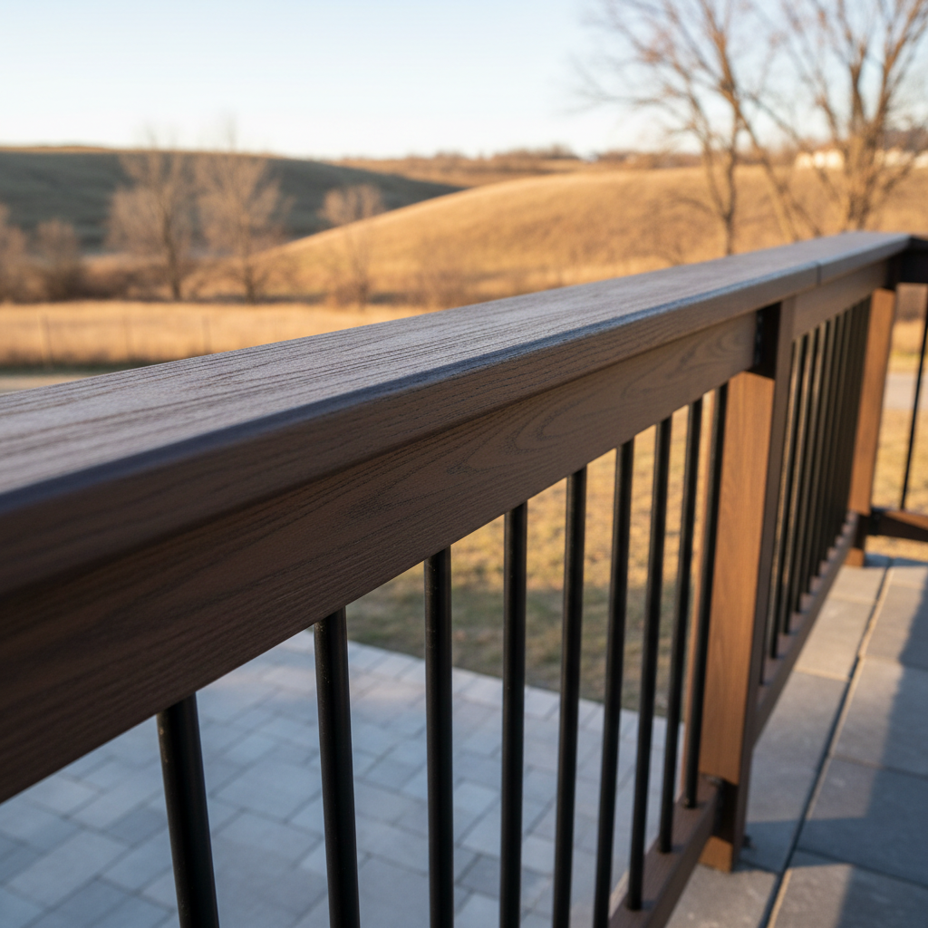 Completed deck railing installation work at a residential property in Fremont, NE