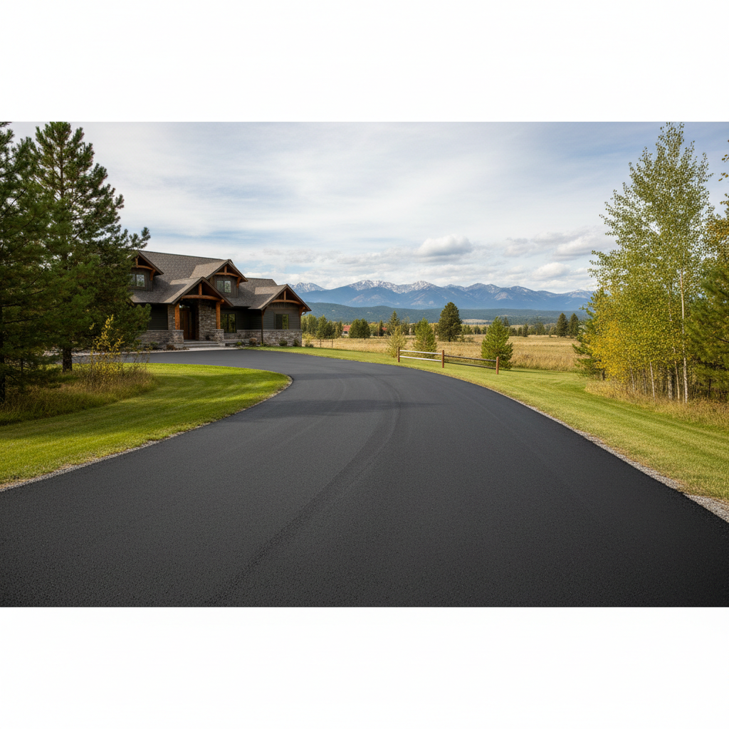 Completed slurry coating work at a residential property in Bigfork, MT