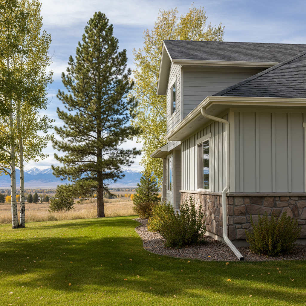 Completed gutter installation work at a residential property in Great Falls, MT