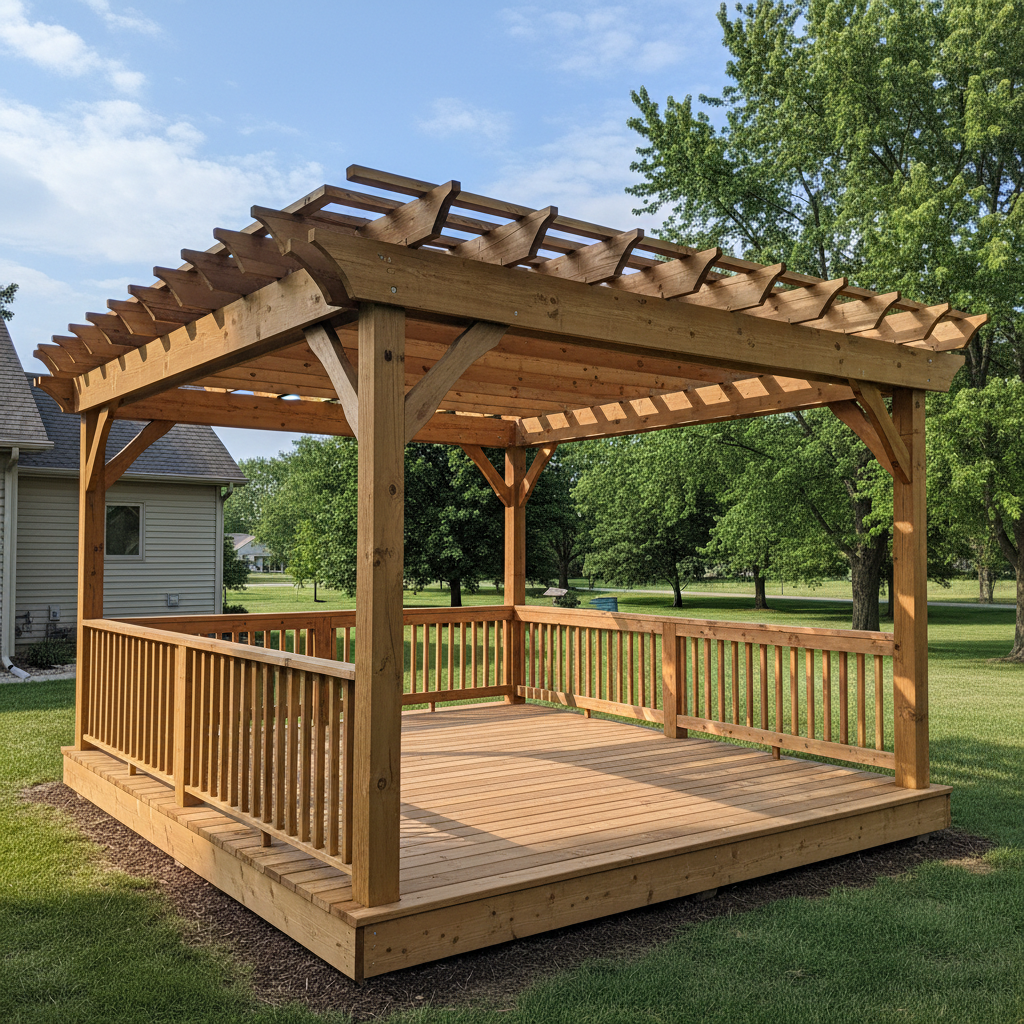 Completed pergola construction work at a residential property in Fremont, NE