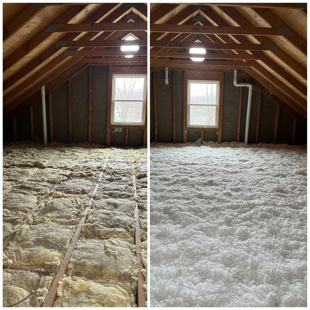 Completed blown-in insulation work at a residential property in Arlington Heights, IL